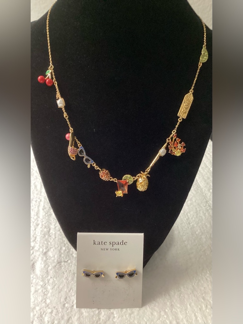 kate spade Sweet Treasures Scatter Necklace and Sunglass Earrings Set